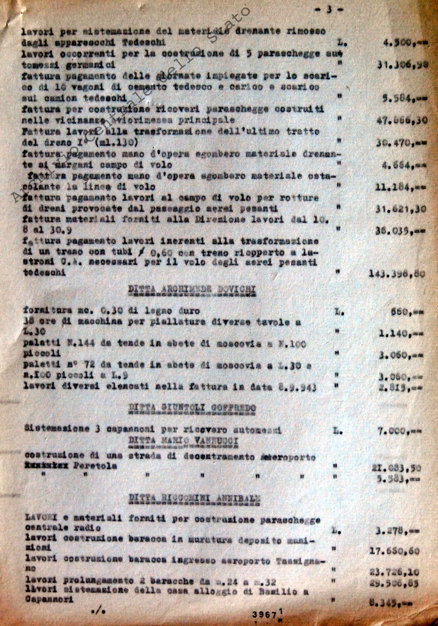 Elenchi spese per conto Forze armate germaniche (provincia di Lucca)