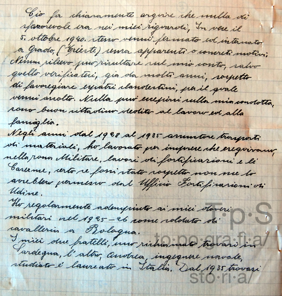 Lettera di Lodovico Burger, internato a Fara Filiorum Petri