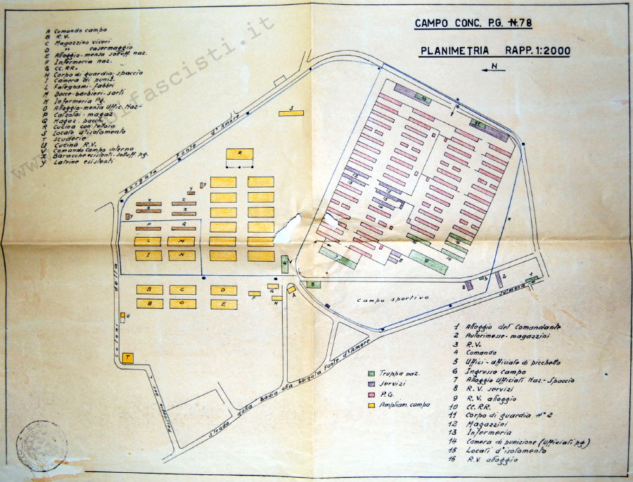 Planimetria campo prigionieri di guerra P.G. n. 78 di Sulmona